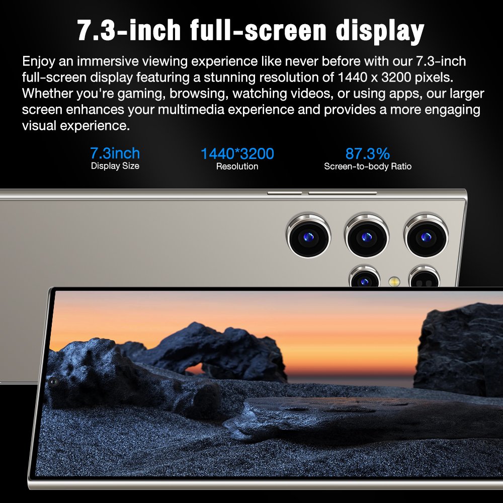 Europe Hot sale S24 Ultra Android 14 5G unlocked cell phone 7.3 inch 16GB+1TB Dual Sim 4G5G Gaming smart Mobile phones